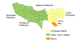 Ōtas läge i Tokyo prefektur