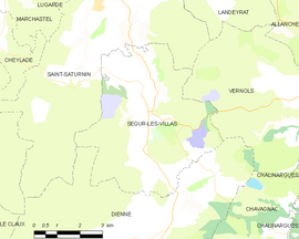 Mapa obce Ségur-les-Villas