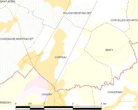 Mapa obce Corpeau