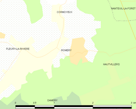 Mapa obce Romery