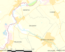 Modern map of Deulemont and vicinity (commune FR insee code 59173) Map commune FR insee code 59173.png