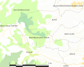 Poziția localității Montmelas-Saint-Sorlin