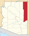 標示出阿帕奇县位置的地圖