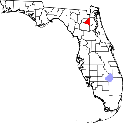 Karte von Bradford County innerhalb von Florida