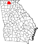 Harta statului Georgia indicând comitatul Gilmer
