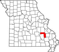 map of Missouri highlighting Iron County