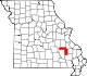 Un mapa del estado que destaca el condado de Iron en la parte sureste del estado.