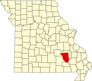 Missouri térképe, Reynolds megye kiemelésével