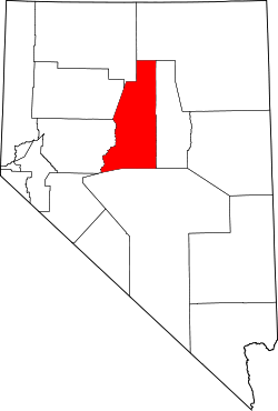 map of Nevada highlighting Lander County