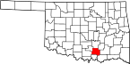 Map of Oklahoma highlighting Johnston County.svg