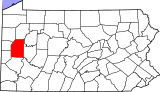 Map of Pennsylvania highlighting Butler County.svg
