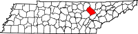 モーガン郡の位置を示したテネシー州の地図