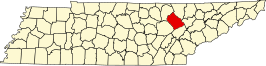 Locatie van Morgan County in Tennessee