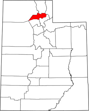 Map of Utah highlighting Weber County.svg
