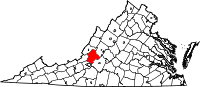 Map of Virdžinija highlighting Botetourt County