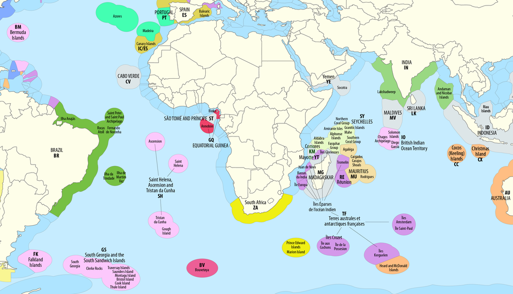 EEZs in the Atlantic and Indian Ocean