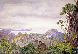 Marianne North (1830-1890) - View of the South Coast of Mahé and Schools of Venn's Town, Seychelles - MN480 - Marianne North Gallery, Royal Botanic Gardens, Kew.jpg