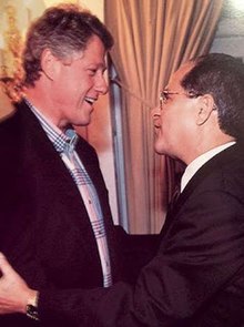 President Bill Clinton (left) talking to Jorge Mas Canosa, leader of the Cuban American National Foundation (CANF) MasClinton.jpg