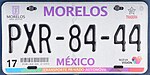 Matrícula automovilística México 2013 Morelos PXR-84-44.jpg