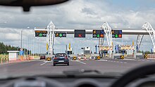 Toll plaza on the M4 motorway Mautstation in Irland.jpg