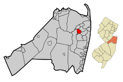 Monmouth megye, New Jersey bejegyzett és nem bejegyzett területek Shrewsbury Highlighted.svg