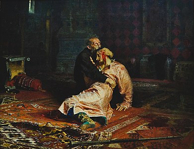 Ivan le Terrible et son fils le 16 novembre 1581, Galerie Tretiakov Moscou.