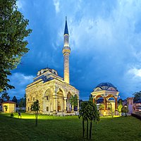 The 1579 Ferhat Pasha Mosque was blown up in 1993. Following meticulous reconstruction it was reopened in 2016. NKD138 Ferhadija2.jpg