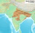 The Nanda Empire at its greatest extent under Dhana Nanda c. 323 BCE.