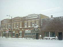 Vista invernal del centro de la ciudad de Napoleón, Dakota del Norte.