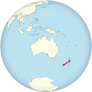 Placering af New Zealand i Oceanien