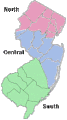 Map of the three regions of the New Jersey Department of Transportation (NJDOT)