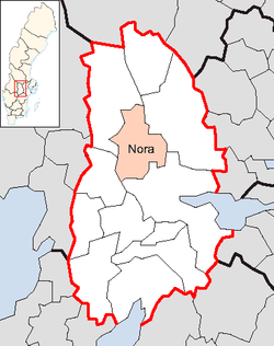 Община Нура на картата на лен Йоребру, Швеция