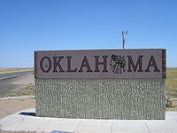 State welcome sign on the New Mexico border of the Panhandle Oklahoma.JPG