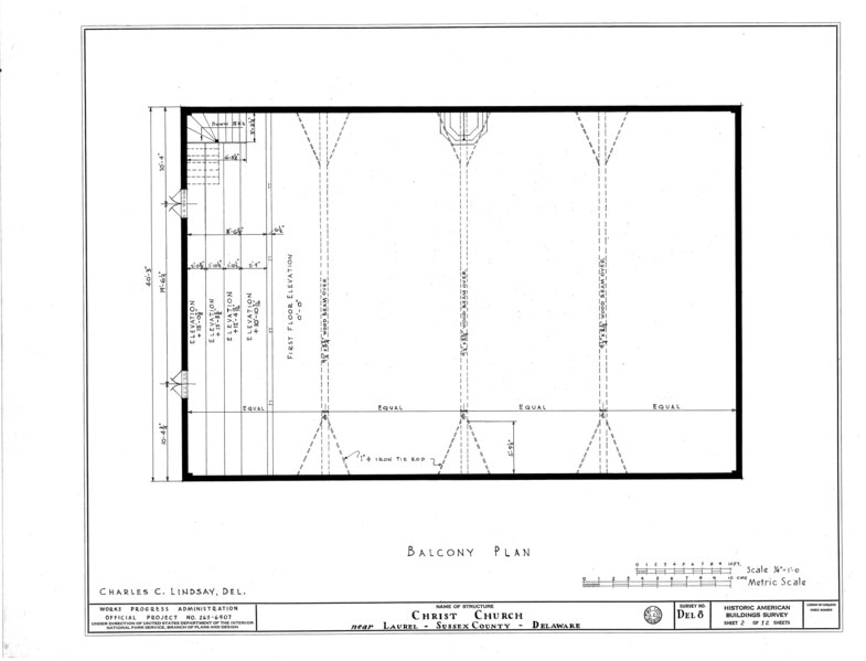 File:Old Christ Church, State Roads 465 and 465-A, Laurel, Sussex County, DE HABS DEL,3-LAU.V,1- (sheet 2 of 12).tif