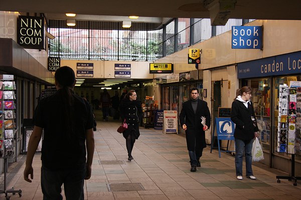 A group of shops in the Old Street station complex
