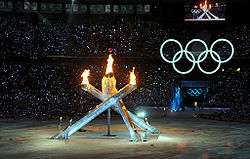 Olympic Cauldron lit at 2010 Winter Olympics opening ceremony 2.jpg