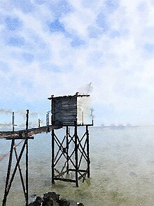 Pêcherie à Saint-Nazaire, Aquarelle Isabelle Robin