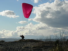 Paraglider practicing