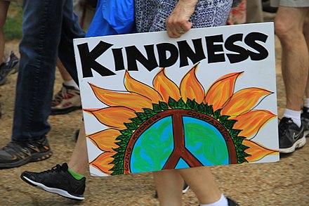 Placard for kindness, at the People's Climate March (2017).