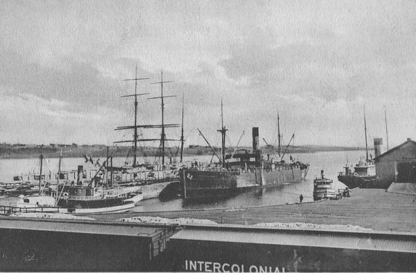 ICR cars dockside at Pictou, Nova Scotia, c. 1912.