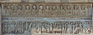 The architrave over the main portal, c. 1200 Pisa Baptistery, architraves over east portal, c1200.jpg