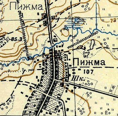План деревни Пижма. 1931 год