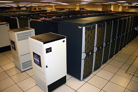 The supercomputer center at NASA Ames Pleiades supercomputer.jpg