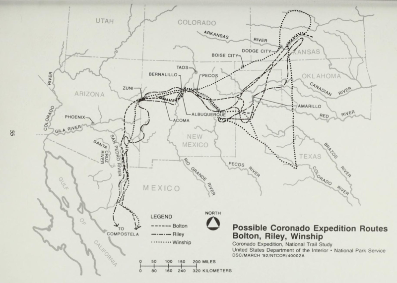 File:Possible Coronado Expedition Routes as found by Bolton, Riley and Winship.png