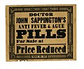Printed broadside advertising Dr. John Sappington's Anti Fever and Ague Pills, Vicksburg, Mississippi, 1825-1855.jpg