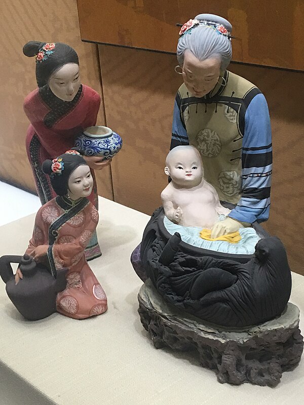 Figurine of the three-year-old Qianlong Emperor having a bath. Artefact in Yonghe Temple, Beijing.