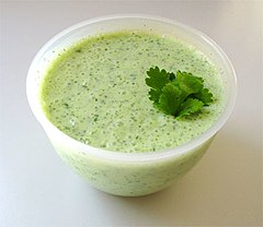Raita is a condiment made with yogurt in the Indian subcontinent.