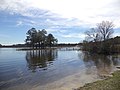 lake and bridge to island