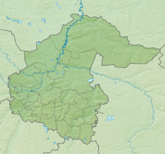 Mapa konturowa obwodu tiumeńskiego, blisko centrum na lewo znajduje się punkt z opisem „Tobolsk”