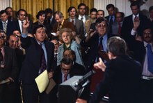 Nixon takes questions at 1973 press conference Richard M. Nixon press conference - NARA - 194551.tif